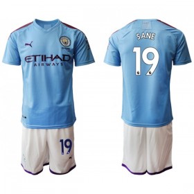 Koszulka Manchester City SANE 19 Dziecięcy Domowe Stroje Piłkarskie 2019/20 Krótki Rękaw